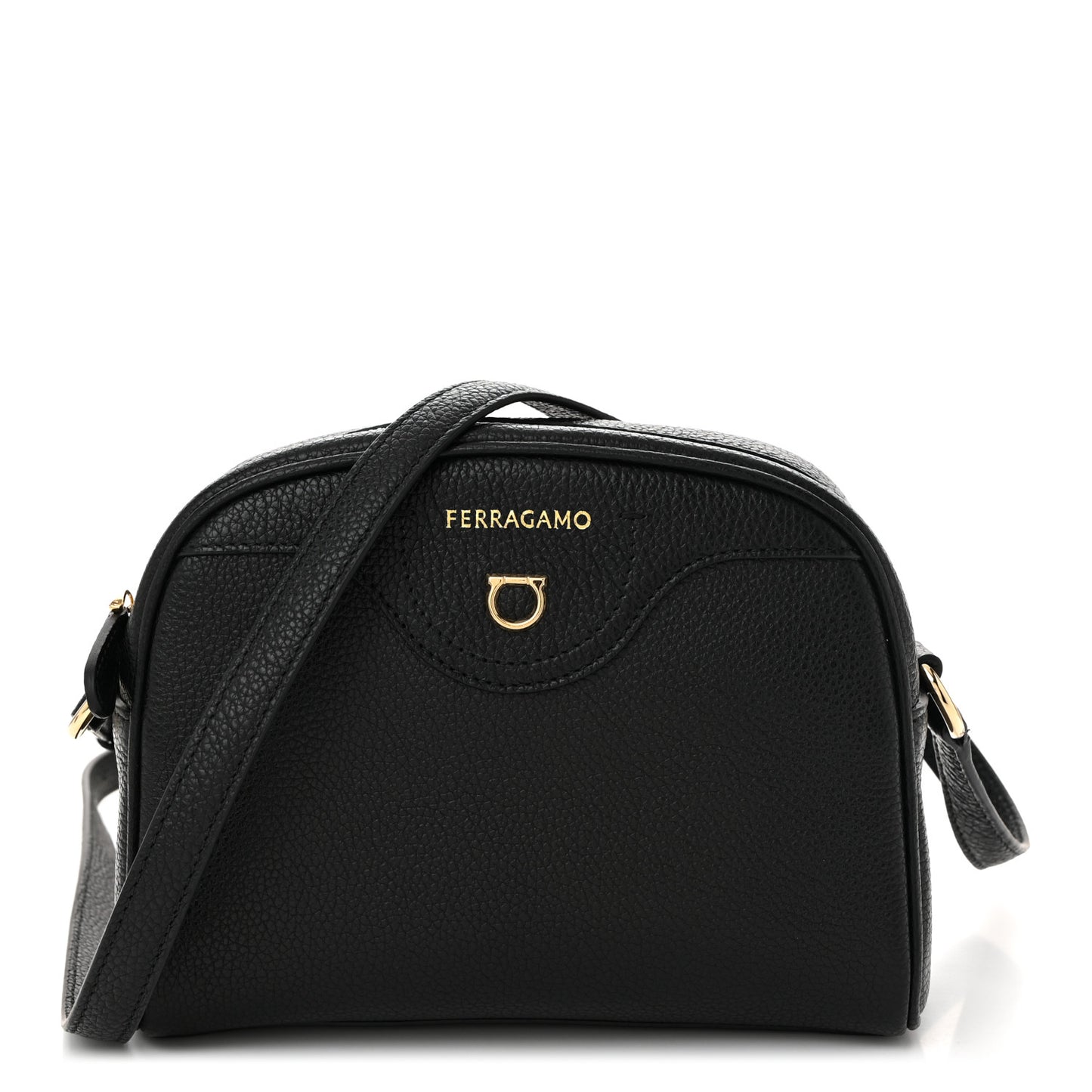 Calfskin Travel Camera Crossbody Bag Black