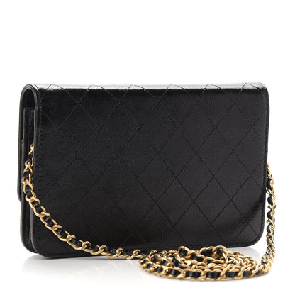 Chanel Goatskin Stitched Golden CC Wallet on Chain WOC Black 3 of 10