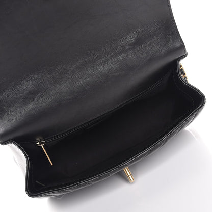 Chanel Calfskin Chevron Quilted Top Handle Flap Black 5 of 8