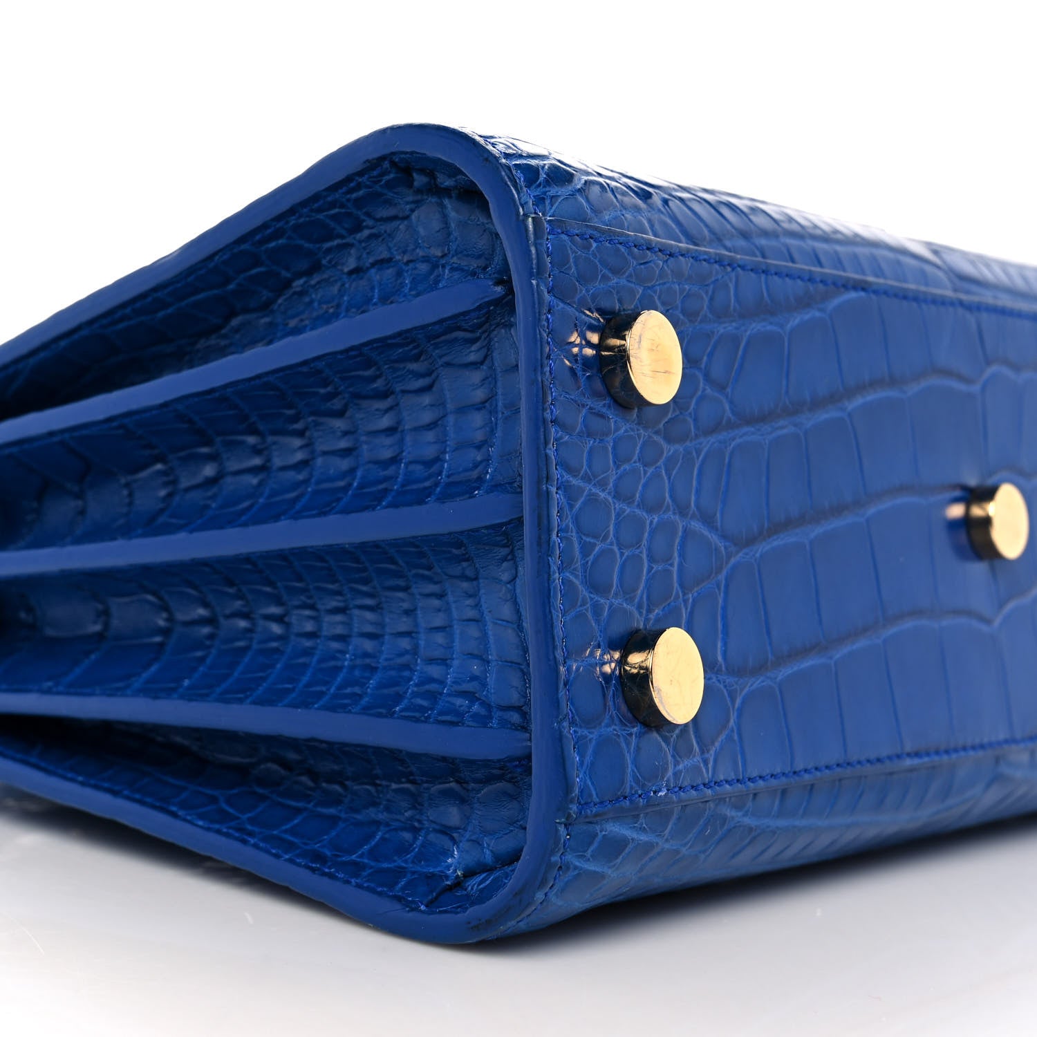 Saint Laurent Calfskin Crocodile Embossed Nano Sac De Jour Royal Blue 6 of 7
