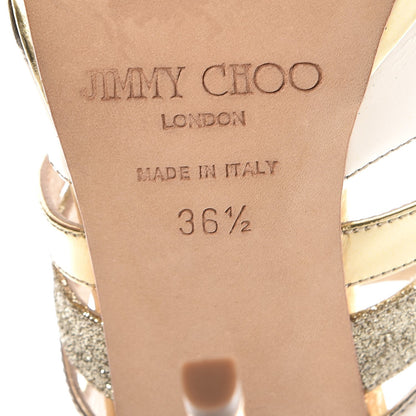 Jimmy Choo Metallic Mirror Calfskin Glitter Buzz 120 Sandals 36.5 Gold 8 of 11