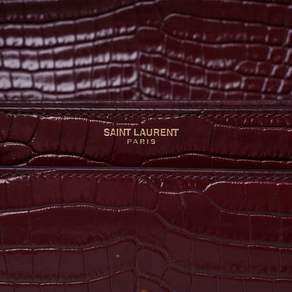 Saint Laurent Calfskin Crocodile Embossed Medium Monogram Sunset Rouge Legion 6 of 13