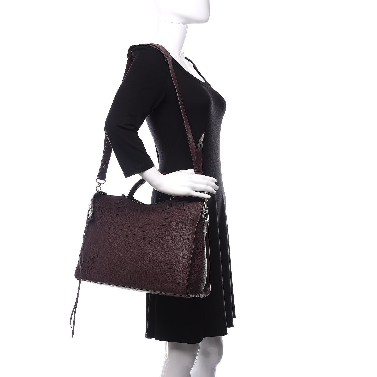 Balenciaga Veau Grana Perforated Blackout Hardware City Rouge Acajou 2 of 11