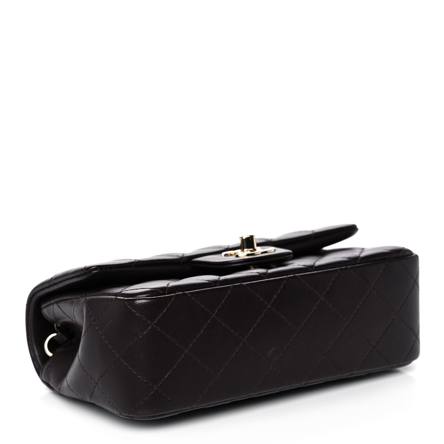 Chanel Lambskin Quilted Mini Rectangular Flap Dark Brown 4 of 13