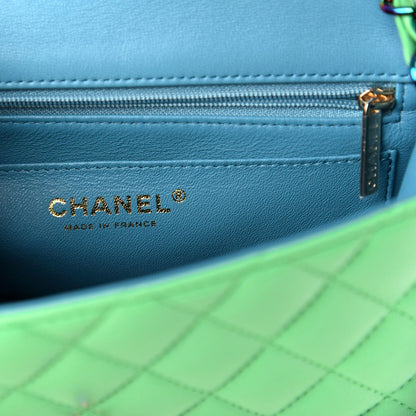 Chanel Lambskin Quilted Mini Rectangular Flap Green Blue 8 of 10