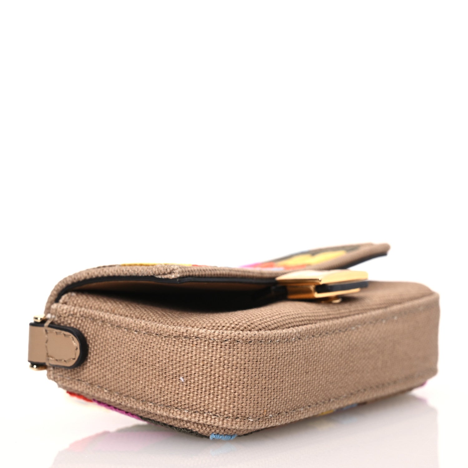 Fendi Canvas Vitello King FF Multicolor Embroidered Nano Baguette Charm Multicolor Cuoio 3 of 12