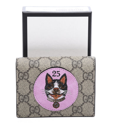 Gucci GG Supreme Monogram Bosco Patch Card Case Wallet Beige Malva Hibiscus Red 10 of 10