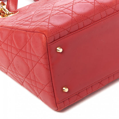 Christian Dior Lambskin Cannage Medium Lady Dior Red 5 of 9