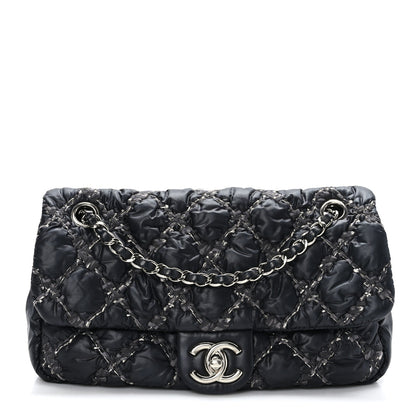 Chanel Nylon Quilted Tweed Stitch Medium Bubble Flap Black 1 of 11