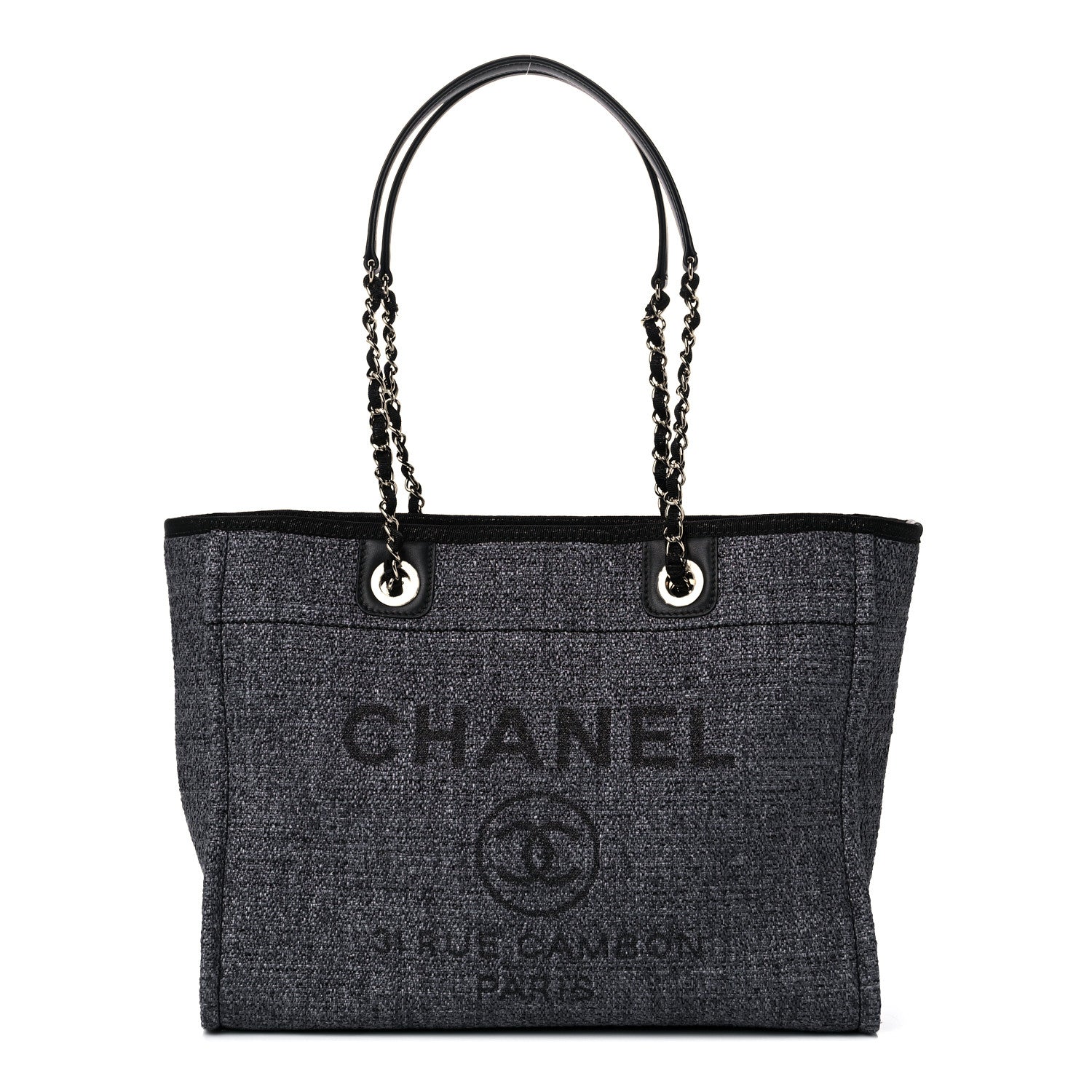 Chanel Lurex Boucle Small Deauville Tote Black 1 of 10