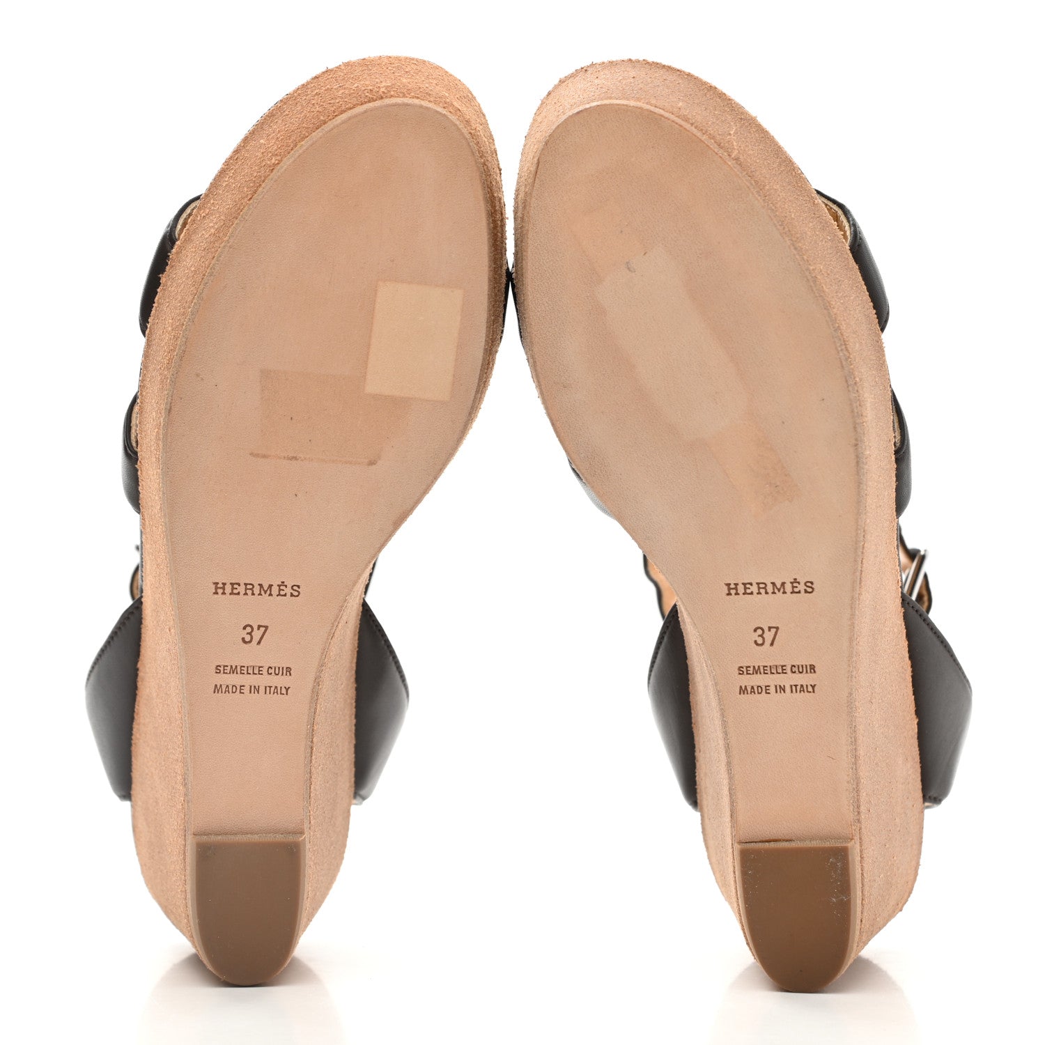 Hermes Nappa Suede Wedge Sandals 37 5 of 10