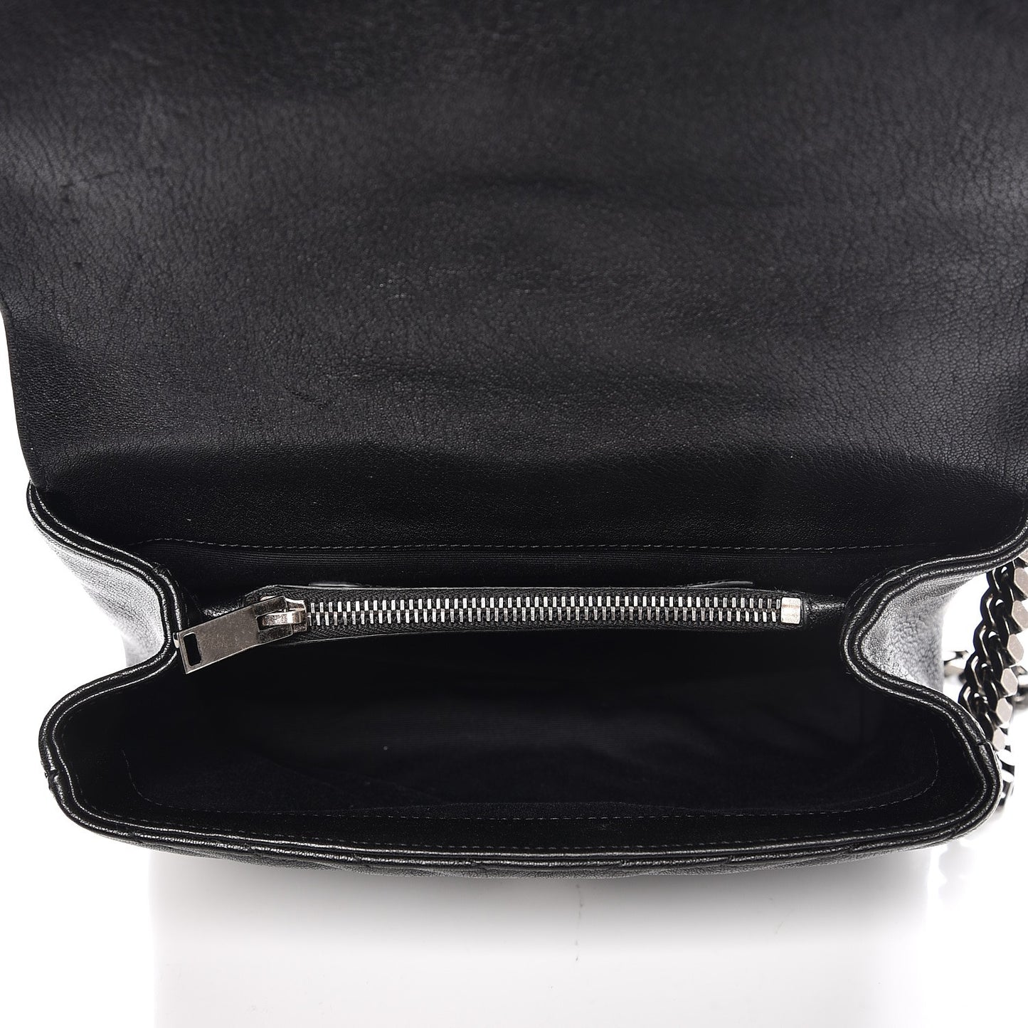 Sheepskin Matelasse Chevron Monogram Medium College Bag Black