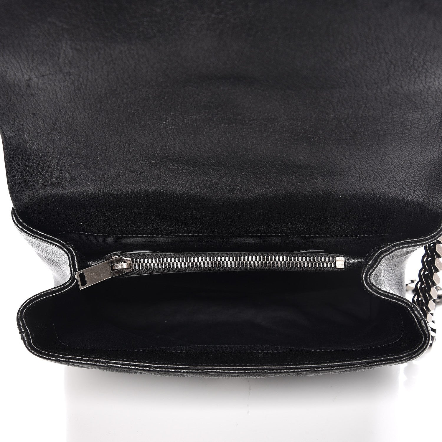 Saint Laurent Sheepskin Matelasse Chevron Monogram Medium College Bag Black 5 of 9