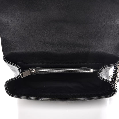 Saint Laurent Sheepskin Matelasse Chevron Monogram Medium College Bag Black 5 of 9