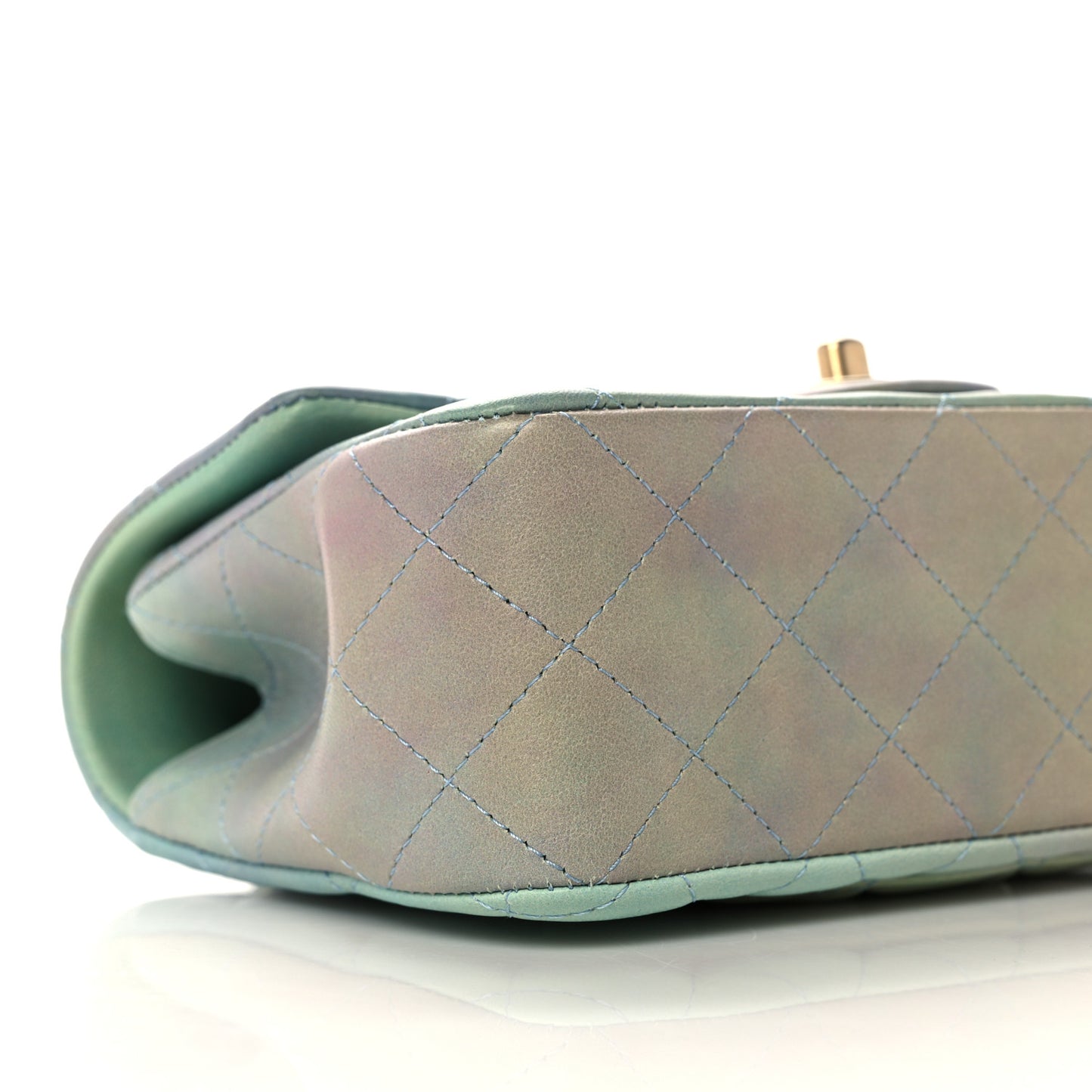 Lambskin Quilted Ombre Mini Top Handle Rectangular Flap Blue Green