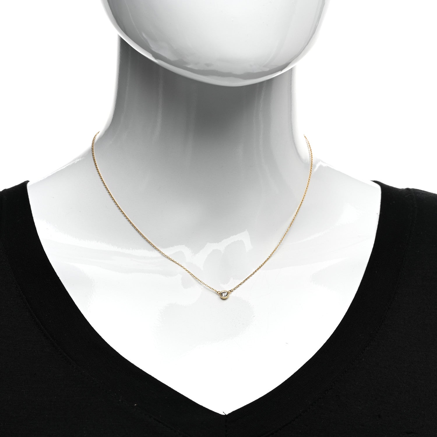 Tiffany 18K Yellow Gold Diamond .21ct Elsa Peretti Diamonds by the Yard Pendant Necklace 2 of 5