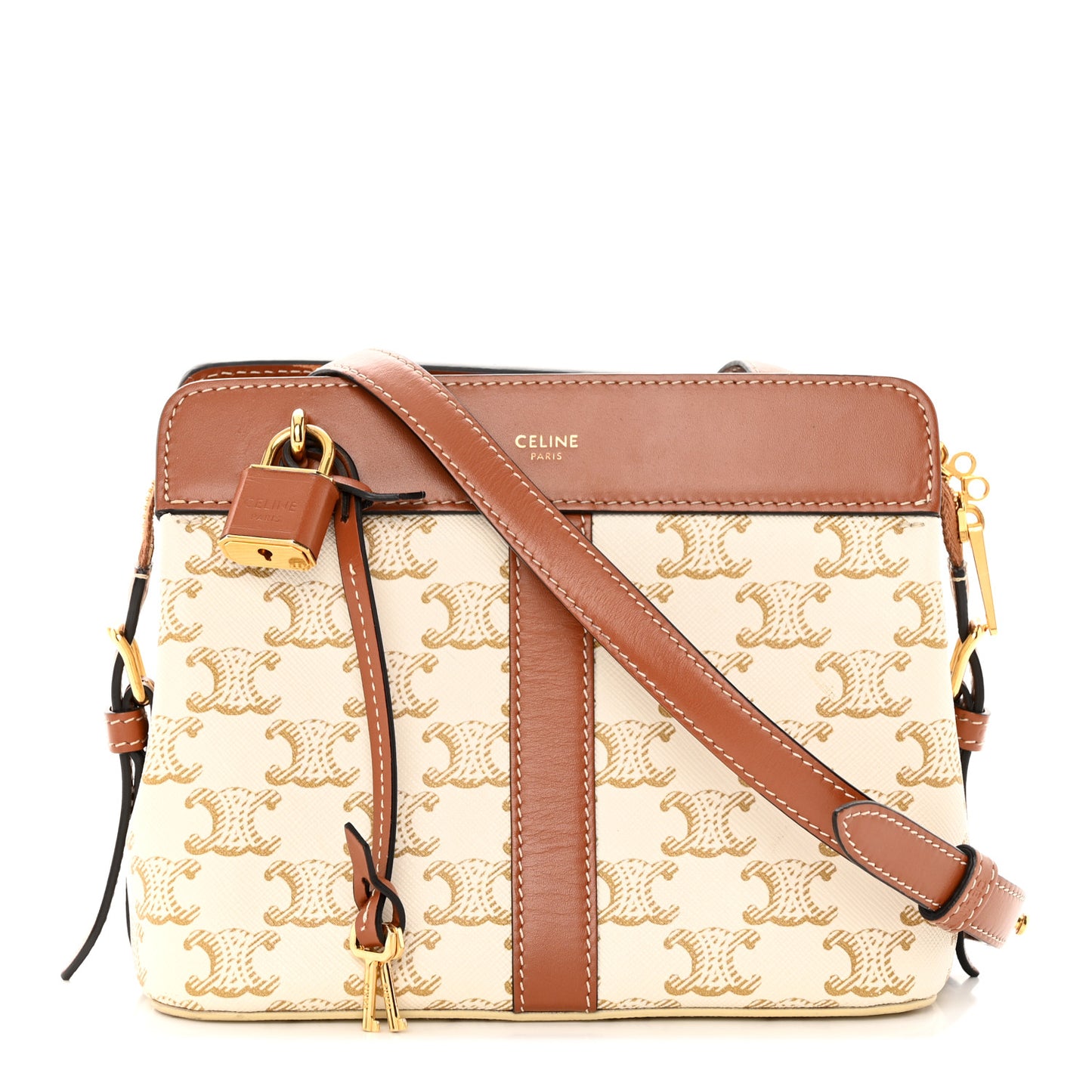 Calfskin Canvas Triomphe Teen Cabas De France White