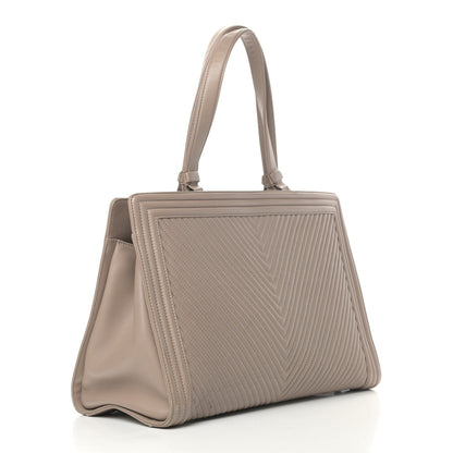 Chanel Calfskin Chevron Quilted Boy Shopping Tote Taupe 2 of 6
