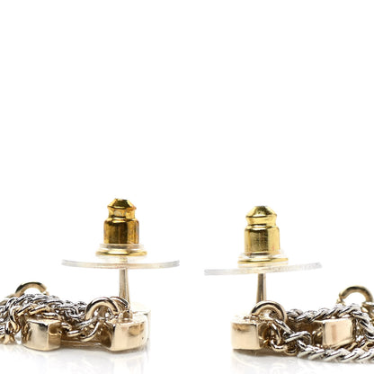 Chanel Crystal Chain CC Earrings Gold 3 of 5