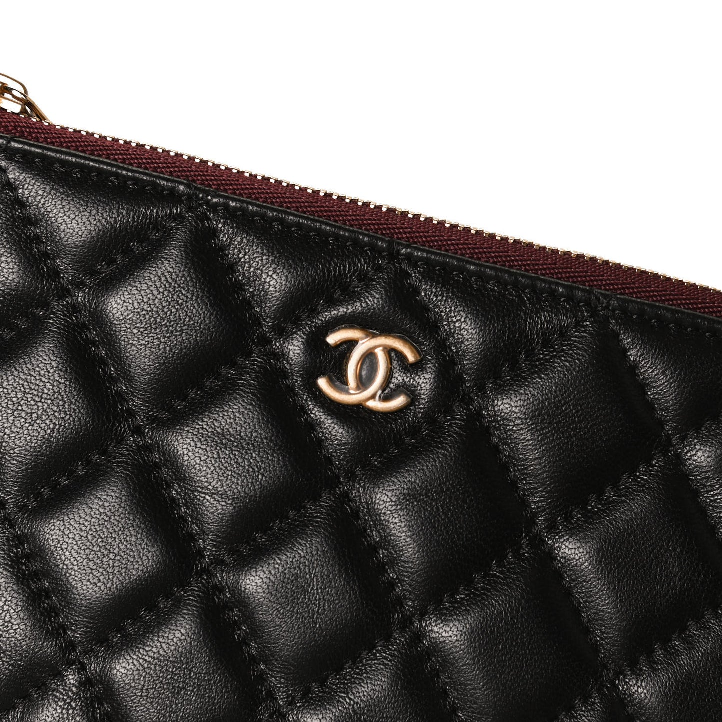 Lambskin Quilted Small Cosmetic Case Black