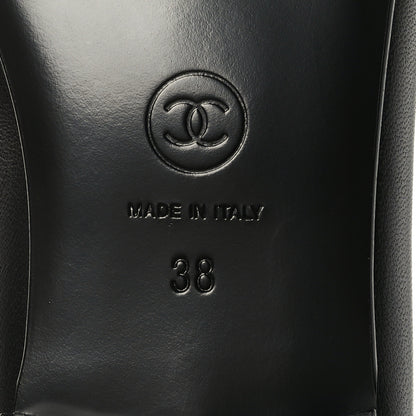 Chanel Lambskin Patent Cap Toe CC Ballerina Flats 38 Black 6 of 9
