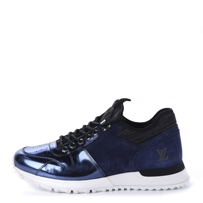 Louis Vuitton Metallic Patent Suede Run Away Sneakers 8 Marine 1 of 10