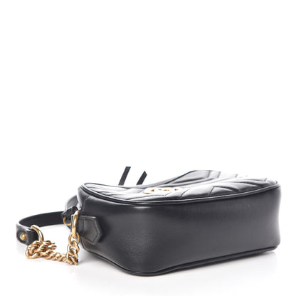 Gucci Calfskin Matelasse Mini GG Marmont Chain Shoulder Bag Black 4 of 9