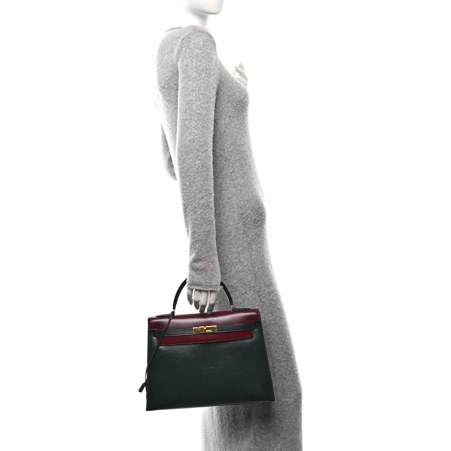 Hermes Box Tri-Color Kelly Sellier 32 Vert Fonce Rouge H Blue Indigo 2 of 14