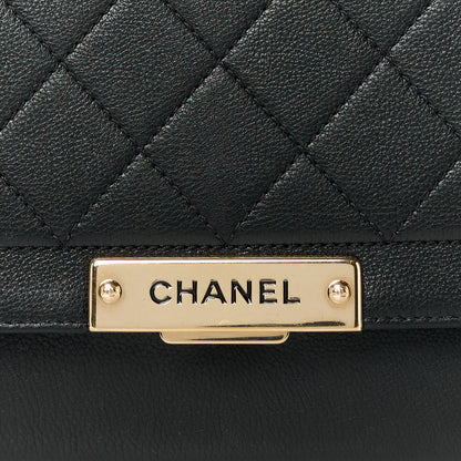 Chanel Grained Calfskin Quilted Medium Label Click Flap Bag Black 8 of 11