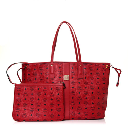 MCM Visetos Large Liz Reversible Shopper Tote Ruby Red 1 of 13