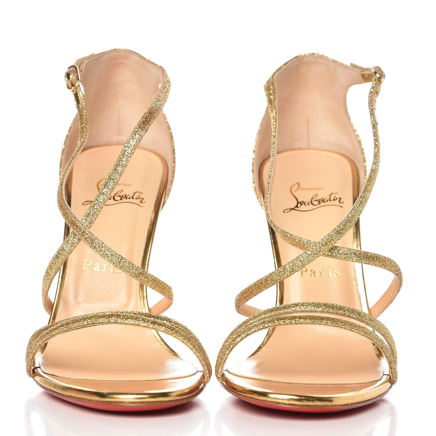 Christian Louboutin Glitter Gwynitta 100 Sandals 39 Gold 3 of 8