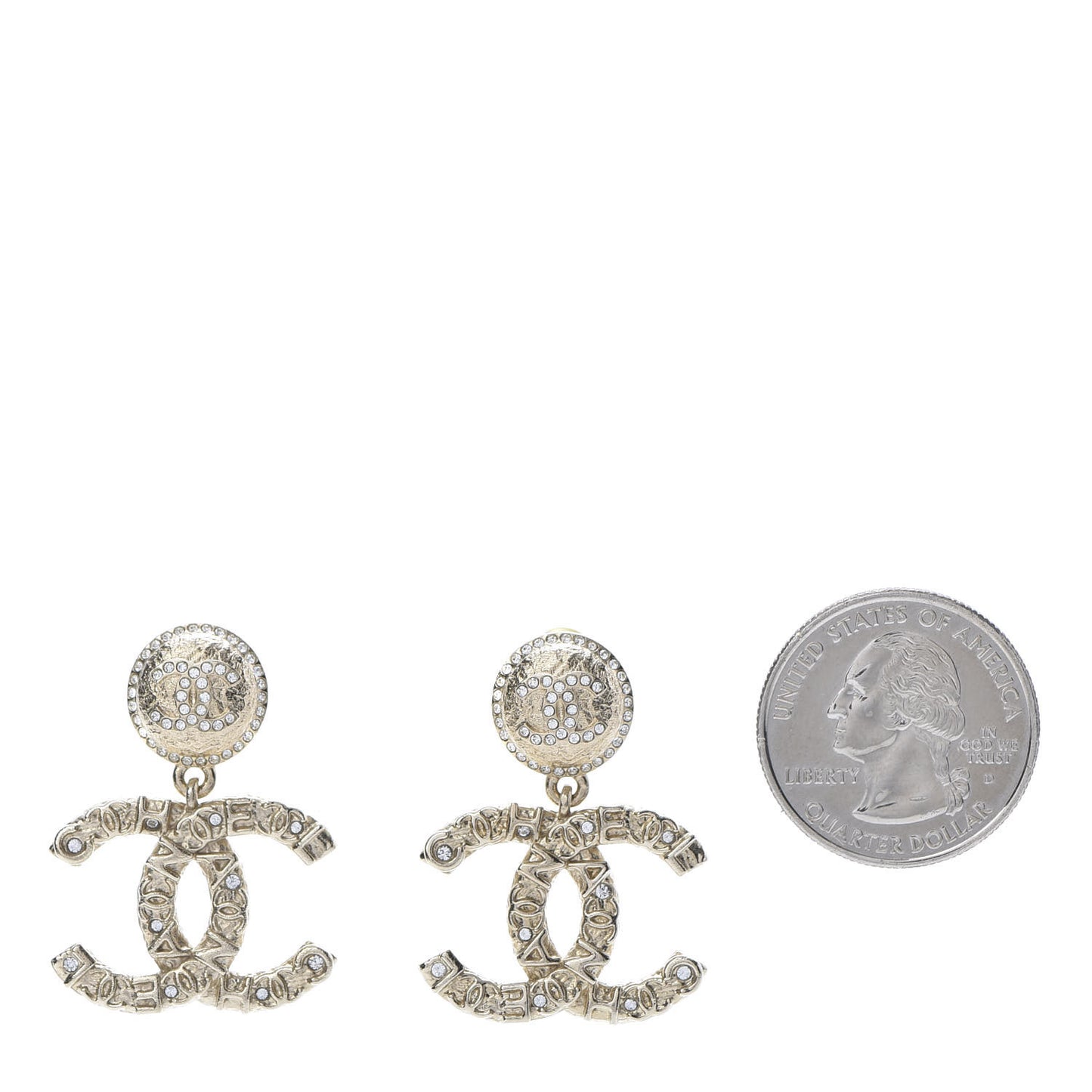 Crystal CC Drop Logo Earrings Gold