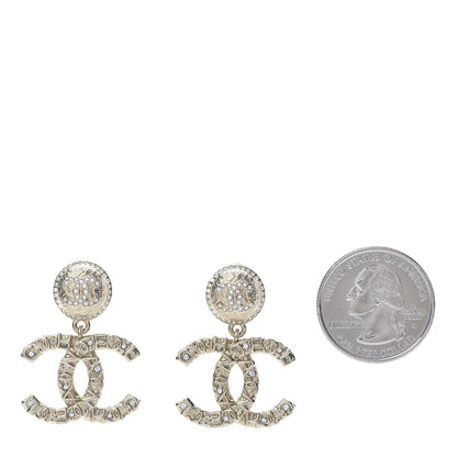 Chanel Crystal CC Drop Logo Earrings Gold 2 of 5