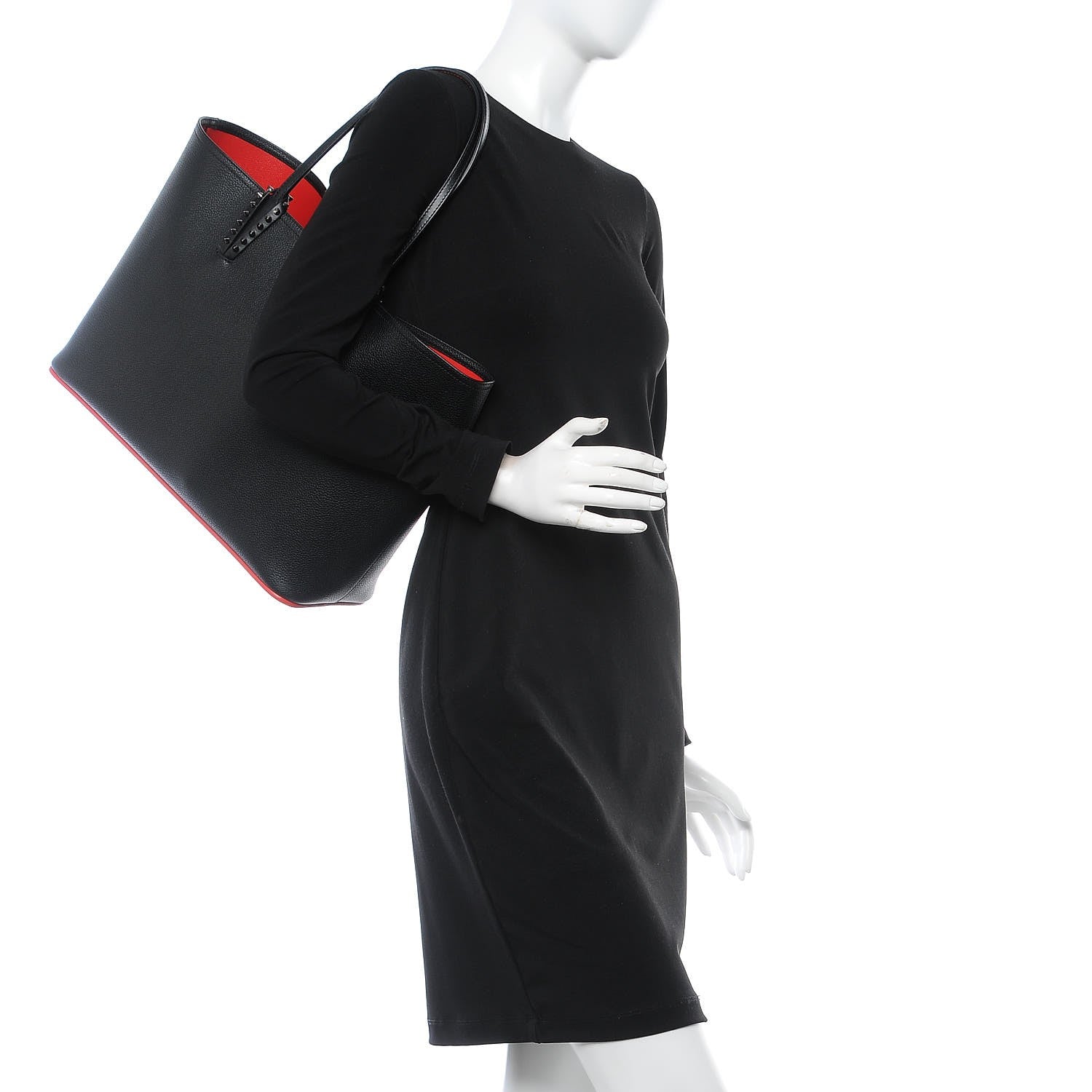 Christian Louboutin Calfskin Spikes East West Cabata Tote Black 2 of 7