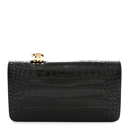 Chanel Calfskin Crocodile Embossed CC Clutch Black 1 of 10