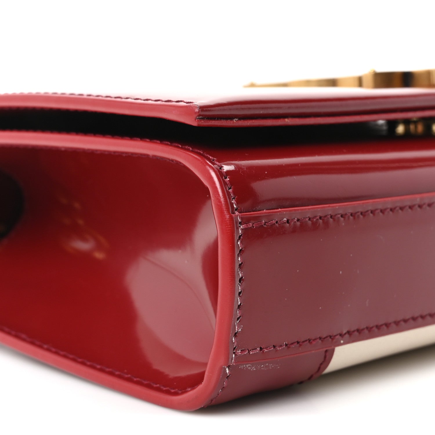 Saint Laurent Nappa Patent Calfskin Two-Toned Small Monogram Kate Satchel Off White Oxblood Red 9 of 10