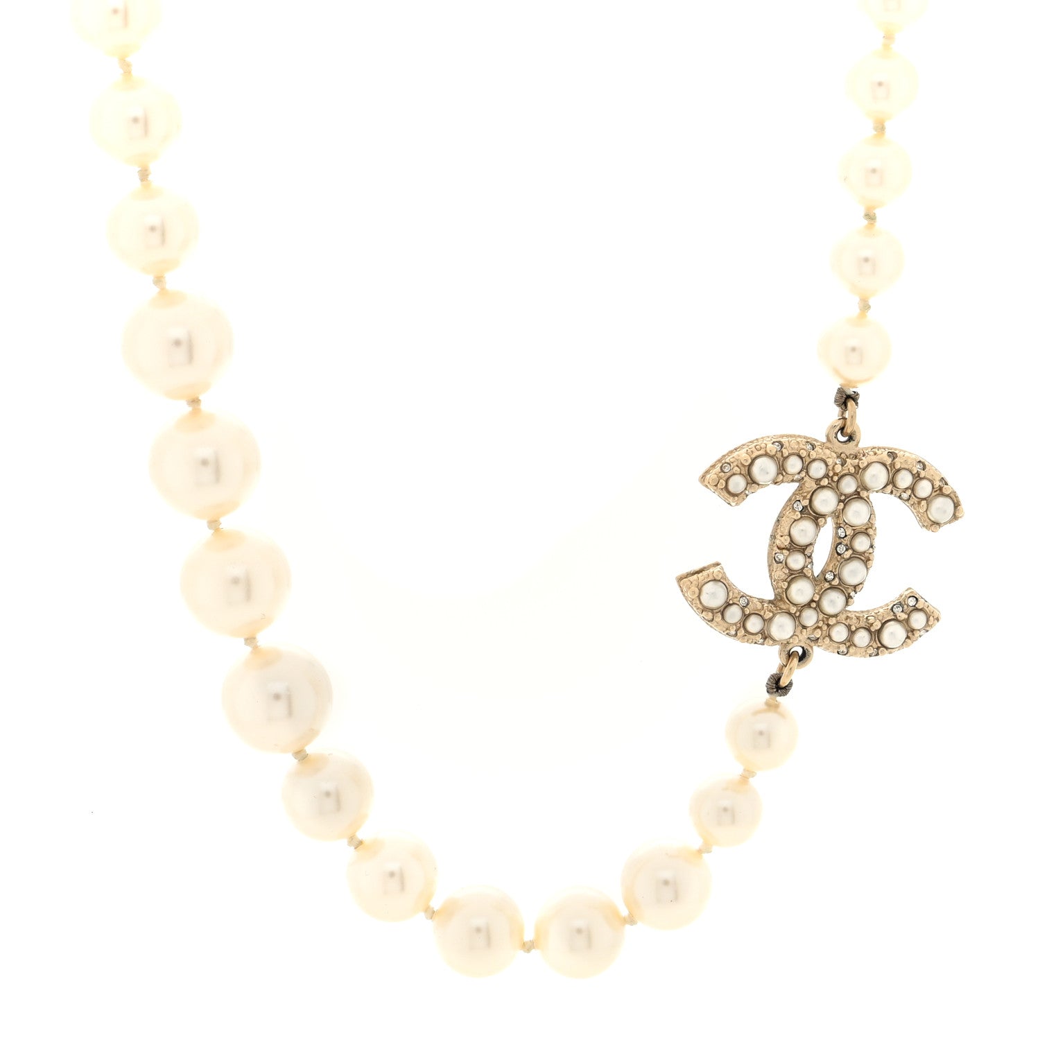 Chanel Pearl CC 100th Anniversary Necklace Light Gold 1 of 4