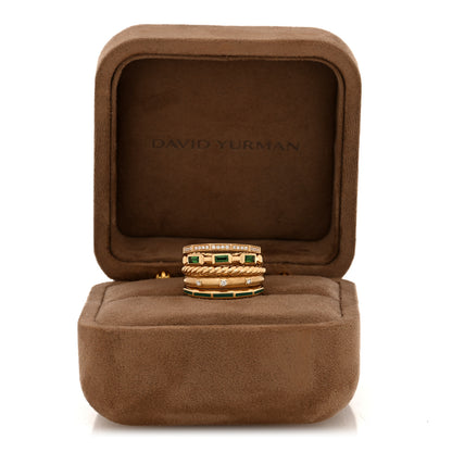 David Yurman 18K Yellow Gold Diamond Tsavorite 15mm Stax Five-Row Ring 60 9 5 of 5