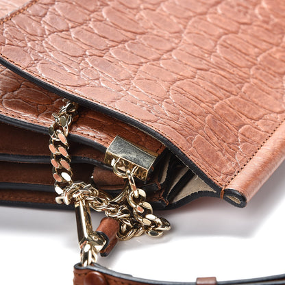 Chloe Calfskin Crocodile Embossed Medium Faye Shoulder Bag Mahogany 11 of 11
