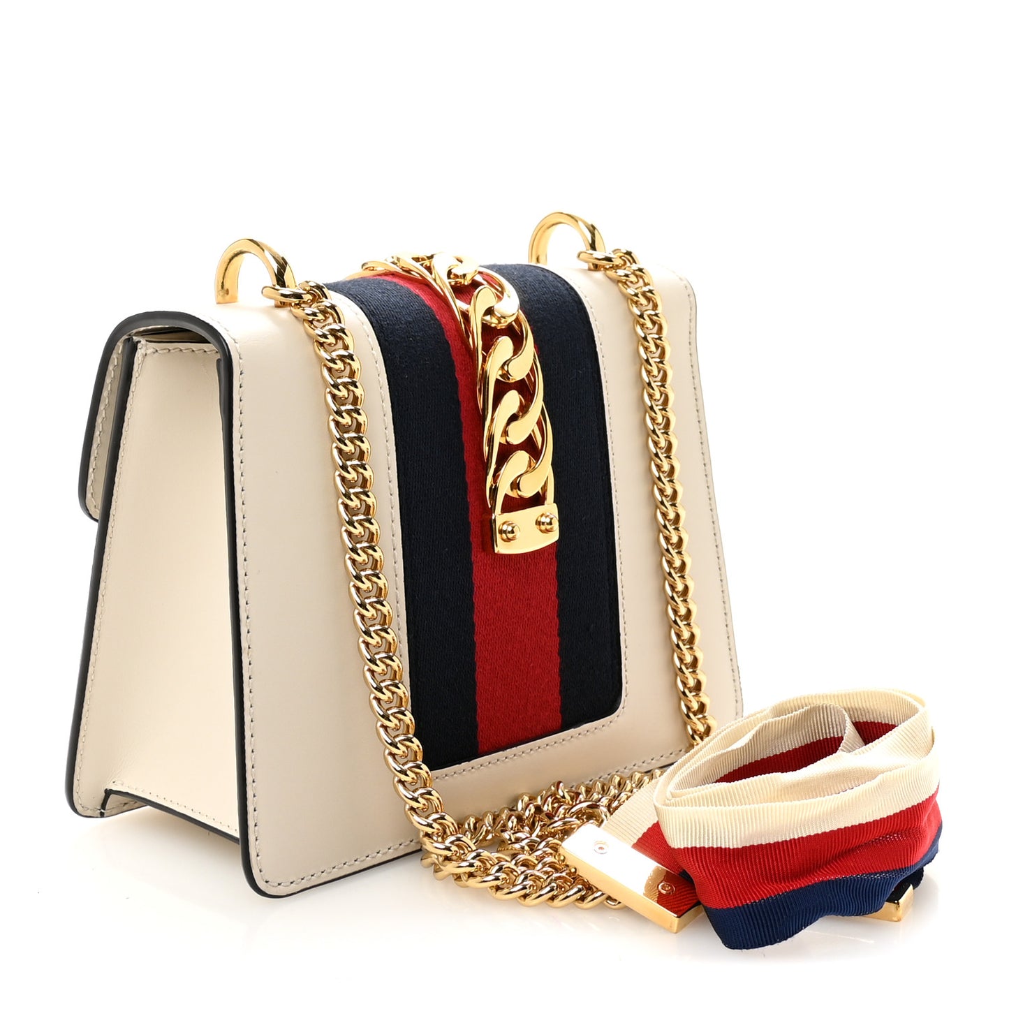 Calfskin Mini Sylvie Chain Shoulder Bag White