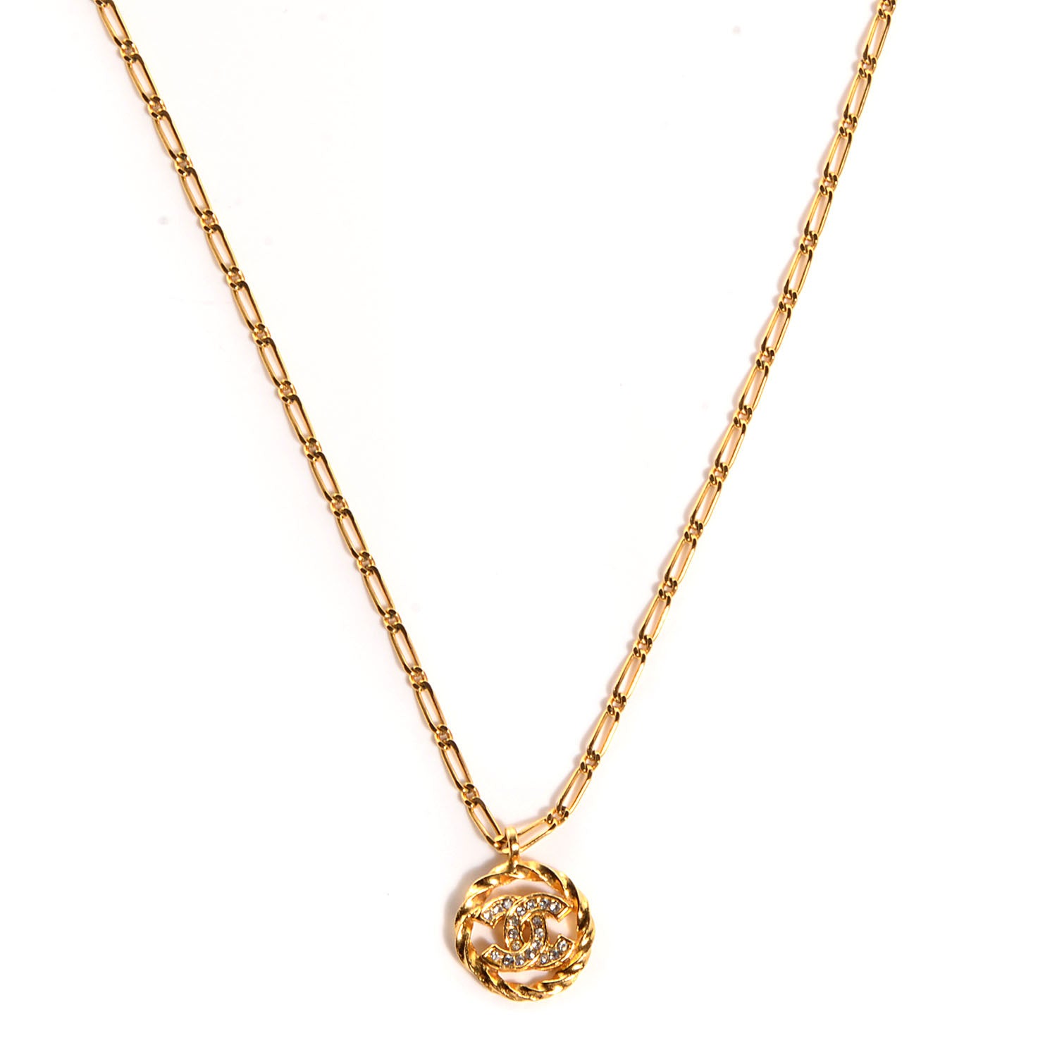 Chanel Crystal CC Necklace Gold 1 of 6
