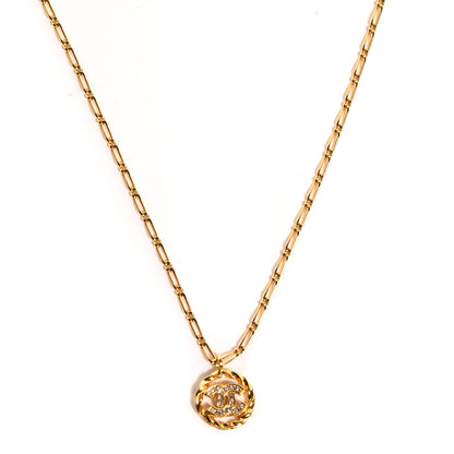 Chanel Crystal CC Necklace Gold 1 of 6