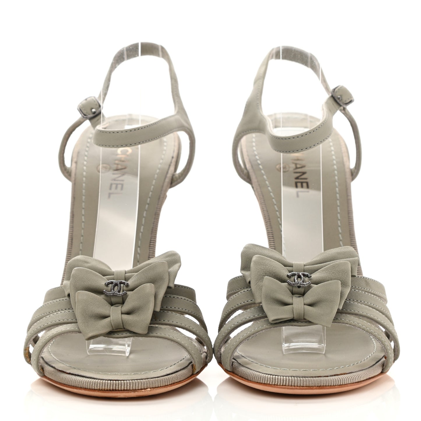 Lambskin Bow Sandals 36.5 Grey