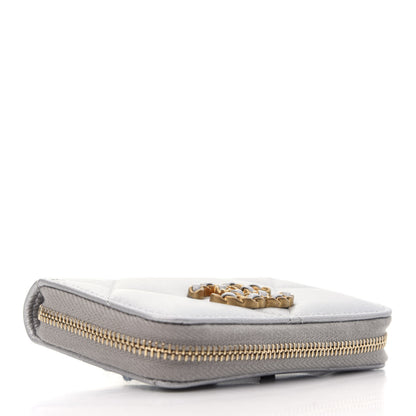 Chanel Metallic Goatskin Quilted 19 Zip Around Coin Purse Wallet Silver 4 of 8