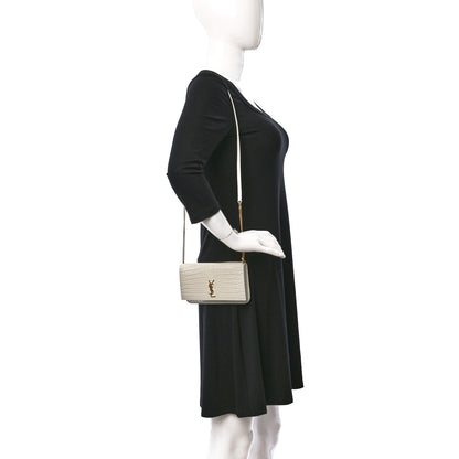 Saint Laurent Crocodile Embossed Monogram Phone Holder Crossbody Blanc Vintage 2 of 10