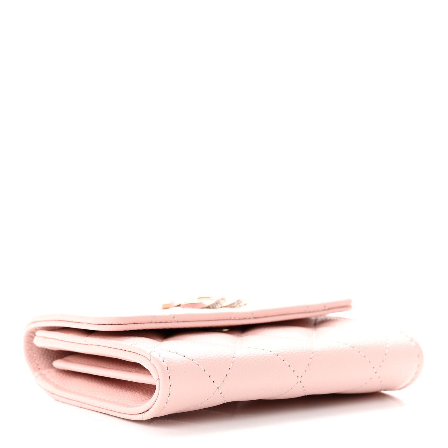 Caviar Crystal Quilted Flap Card Holder Pink