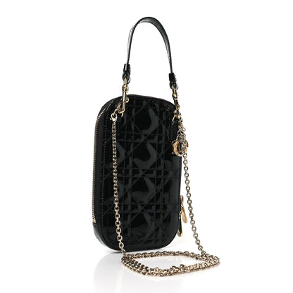 Christian Dior Patent Cannage Lady Dior Phone Holder Black 3 of 10