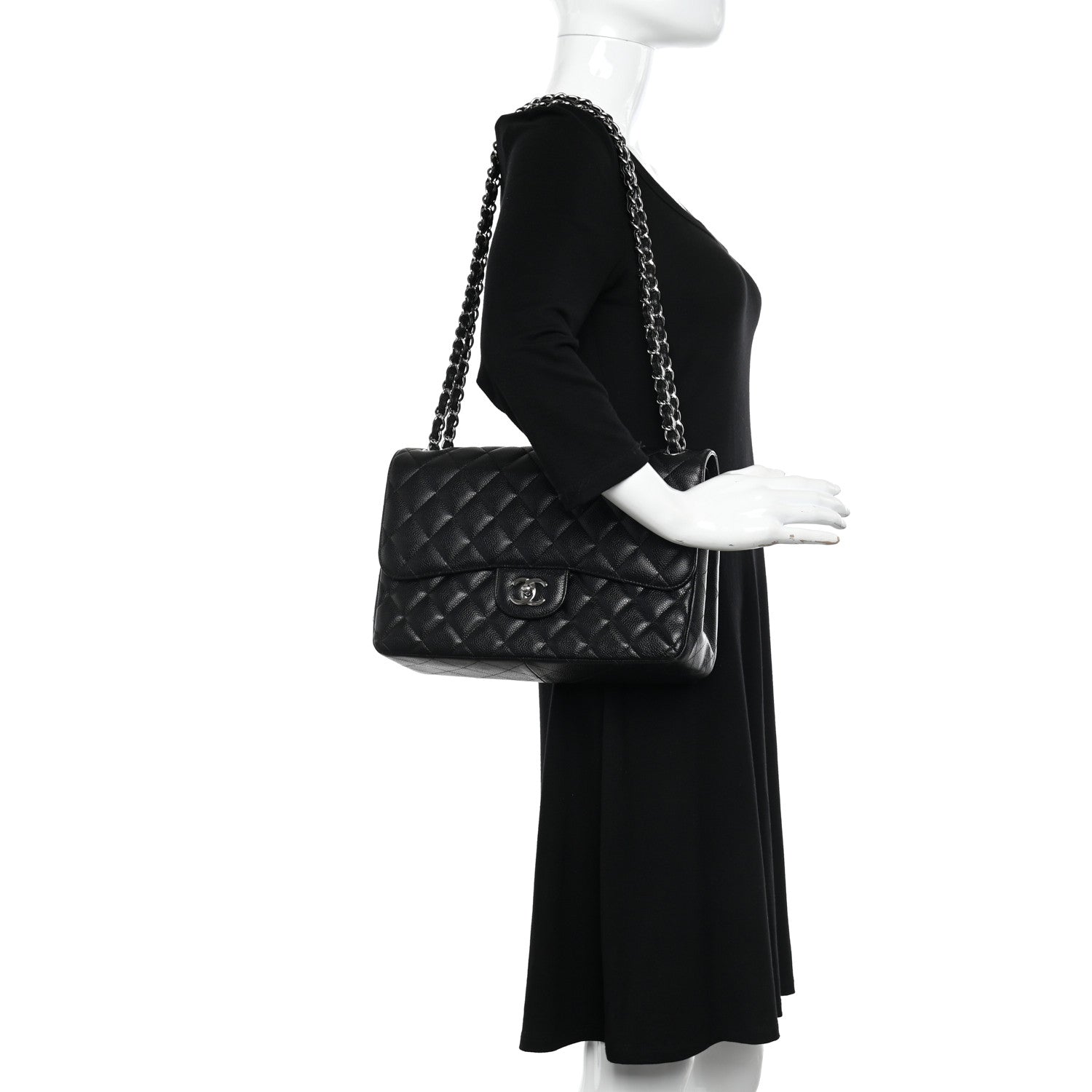 Chanel Caviar Quilted Jumbo Double Flap Black 2 of 12
