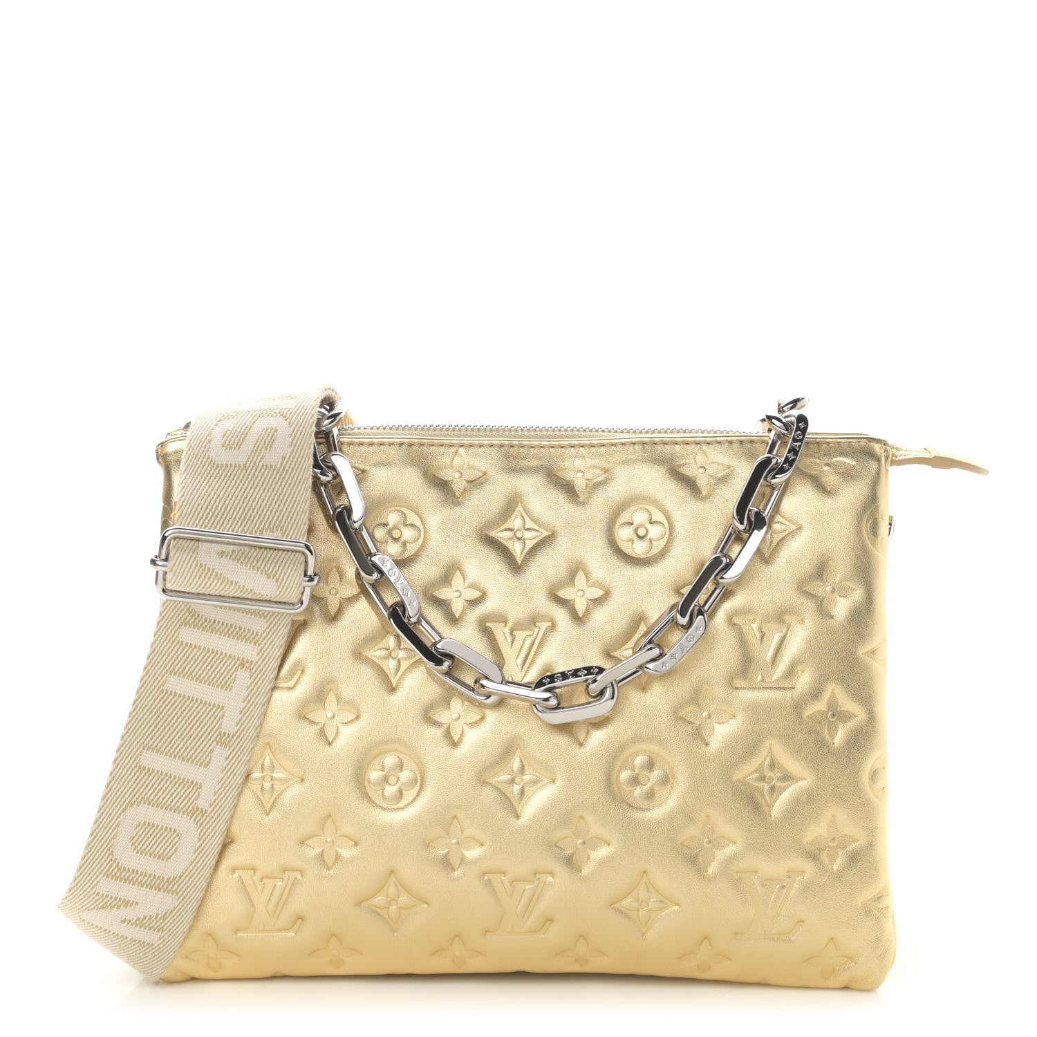 Louis Vuitton Lambskin Embossed Monogram Coussin PM Gold 1 of 11