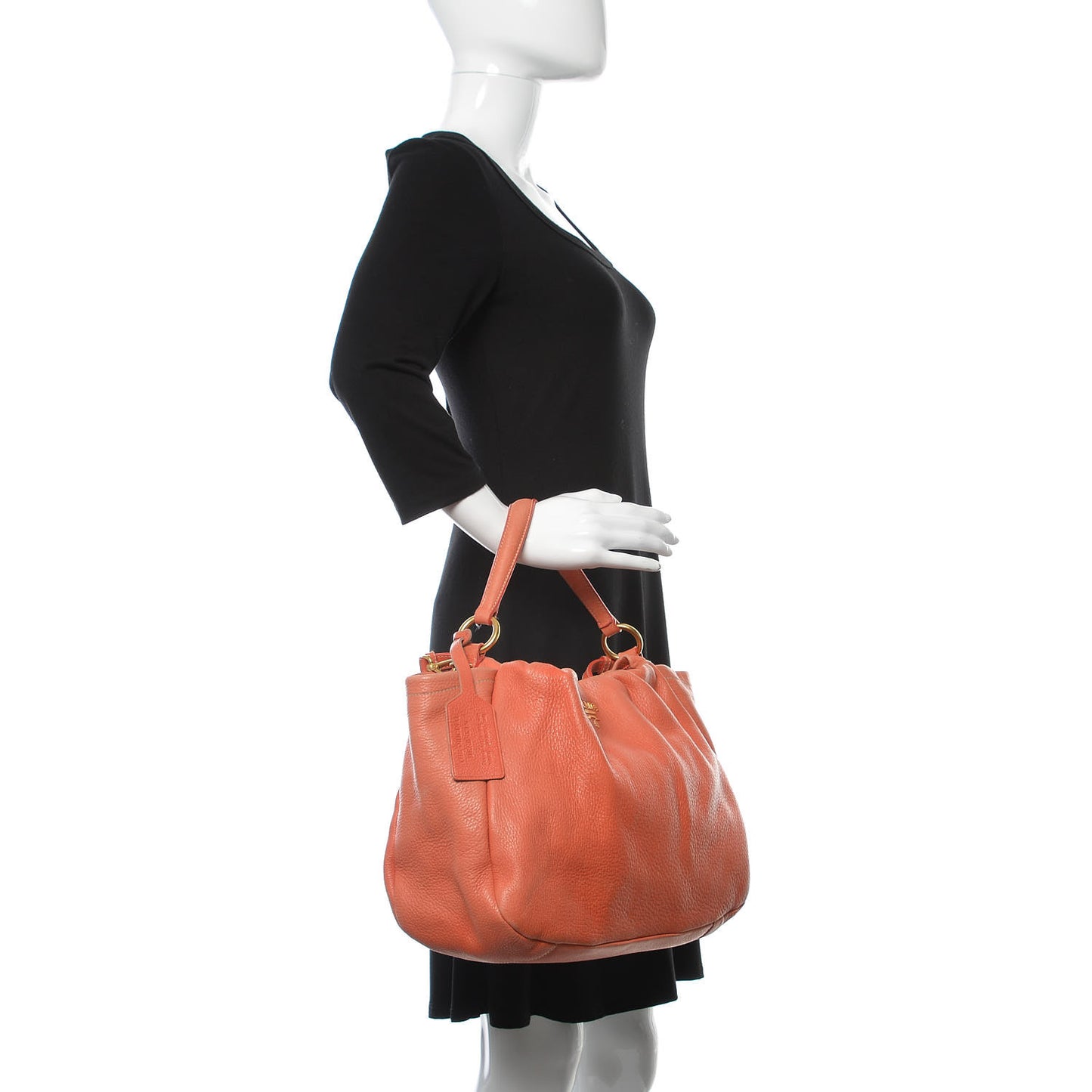 Cervo Deerskin Pleats Tote Corallo